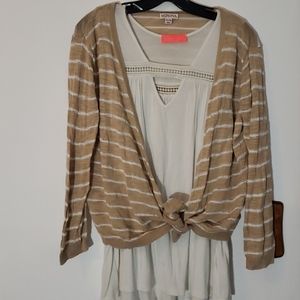 White sleeveless top w/Merona Cardigan L